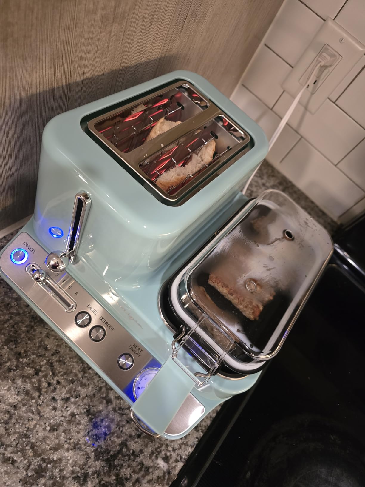 Nostalgia 3-in-1 Retro Breakfast Station - Includes 5 (4 Oz) Cup Coffee Maker, Non-Stick Ceramic Griddle, and 4-Slice Toaster Oven - Built-In Timer, Reusable Coffee Filter, Space-Saving Design - Aqua customer photo 2