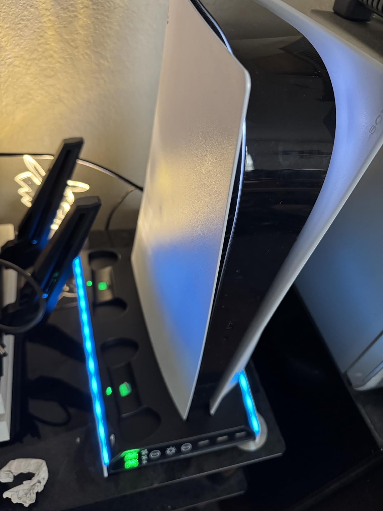 Fenolical PS5/PS5 Slim/Pro Stand with Adjustable Cooling Fan, PS5 Cooling Stand for PS5/PS5 Slim/Pro, PS5 Cooling Station with Dual Controller Chargers and RGB Light customer photo 1