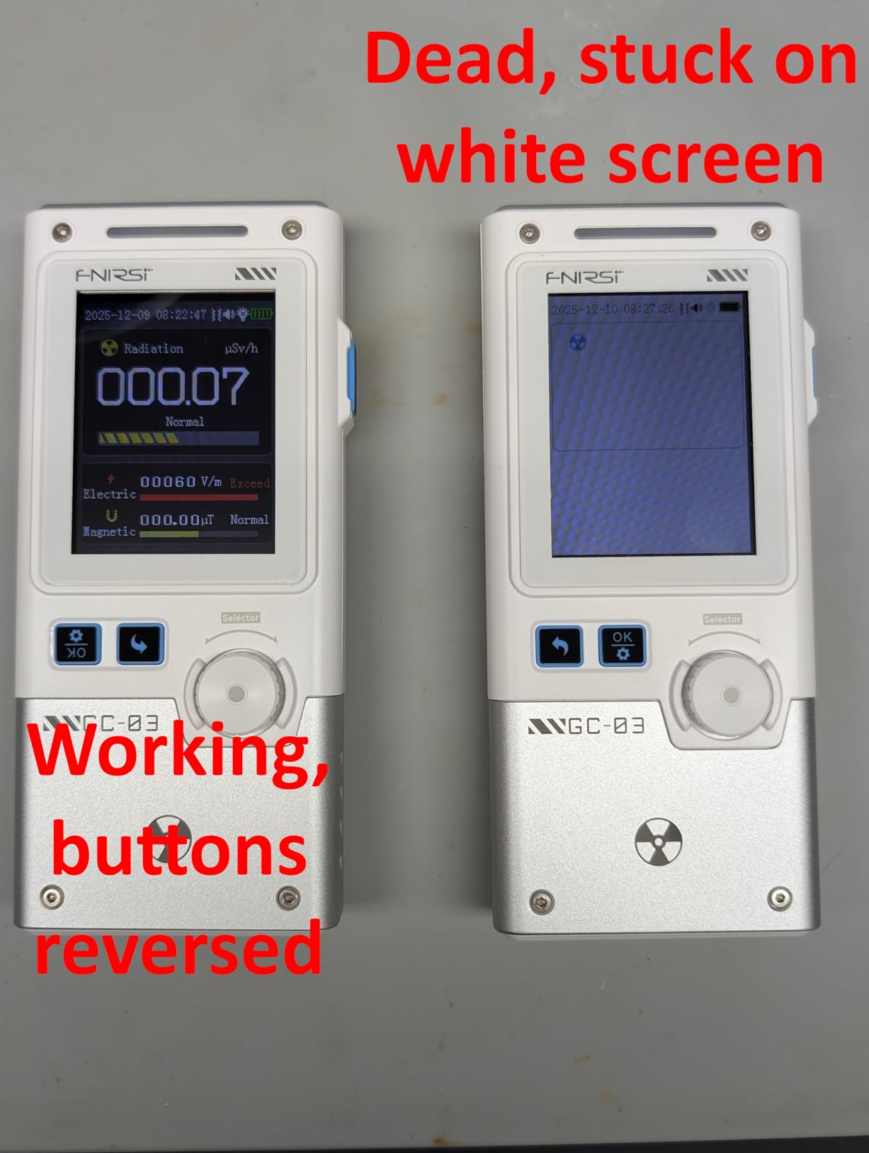 FNIRSI GC-03 Geiger Counter Electromagnetic Detector, 3in1 Nuclear Radiation Detector EMF Meter, Not Support RF Detection, Handheld Rechargeable Radiation Dosimeter, Gamma Beta X-ray Monitor customer photo 2