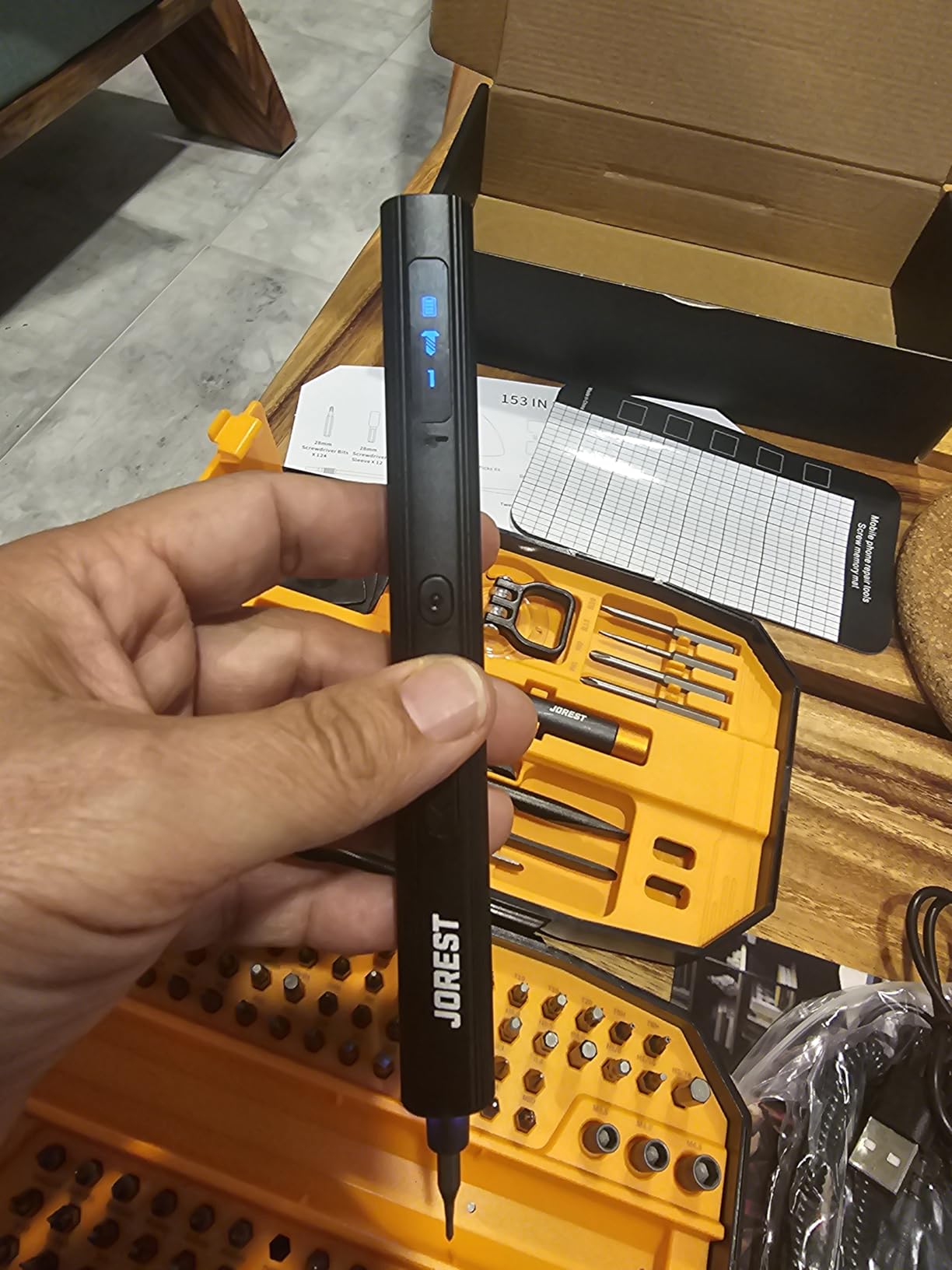 JOREST 155 in 1 Mini Electric Screwdriver Cordless, Precision Power Screwdriver Set, 5 Torque Levels (Max 0.75N.m), Magnetic Repair Tool Kit for iPhone, PC, Laptop, PS4 PS5, Xbox, Watch customer photo 1