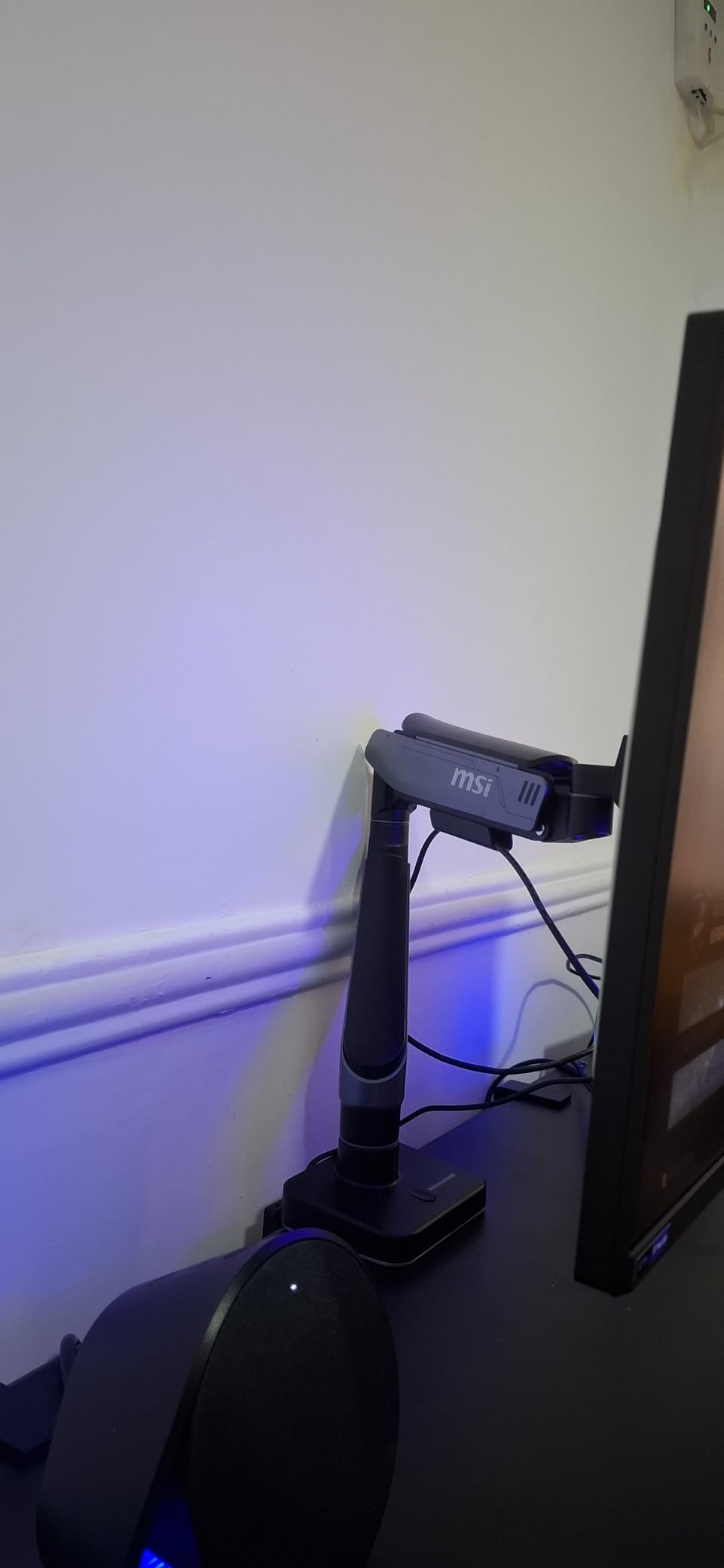 MSI MPG MT201R V2 - Premium RGB Single Monitor Stand Arm, Supports 17-49 inch Screens and 44 lbs, VESA Compatible, Adjustable Heavy Duty Gas Spring Mount, Clamp & Grommet, Quick Release Plate - Gray customer photo 1