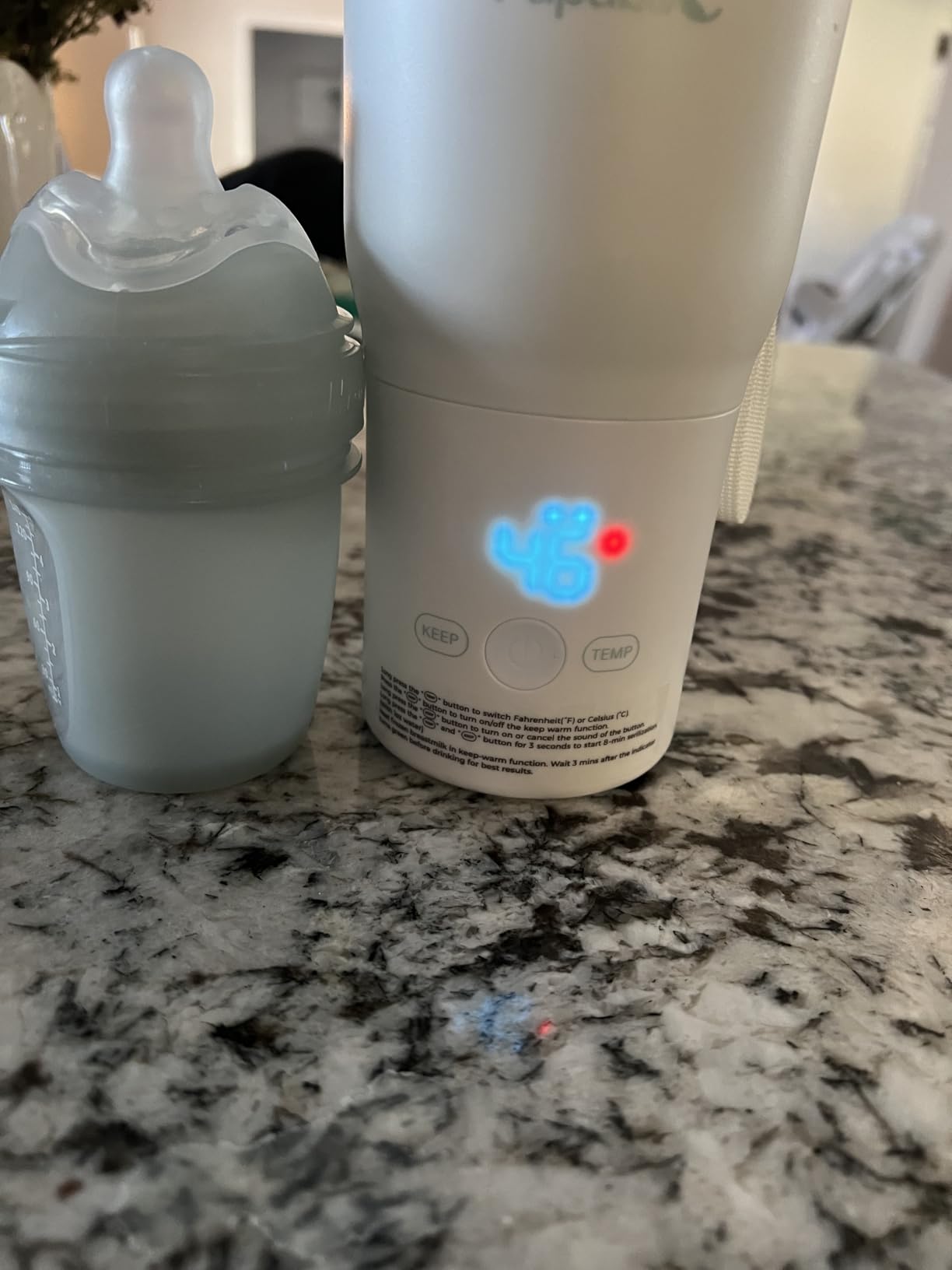 Papablic Portable Bottle Warmer, 4 Temp Settings, Baby Milk Warmer, Blue | 85W Fast Heating | Rechargeable | Wide Mouth & Easy Cleaning | Adjustable Temperature Control | Fits Car Cup Holder customer photo 2