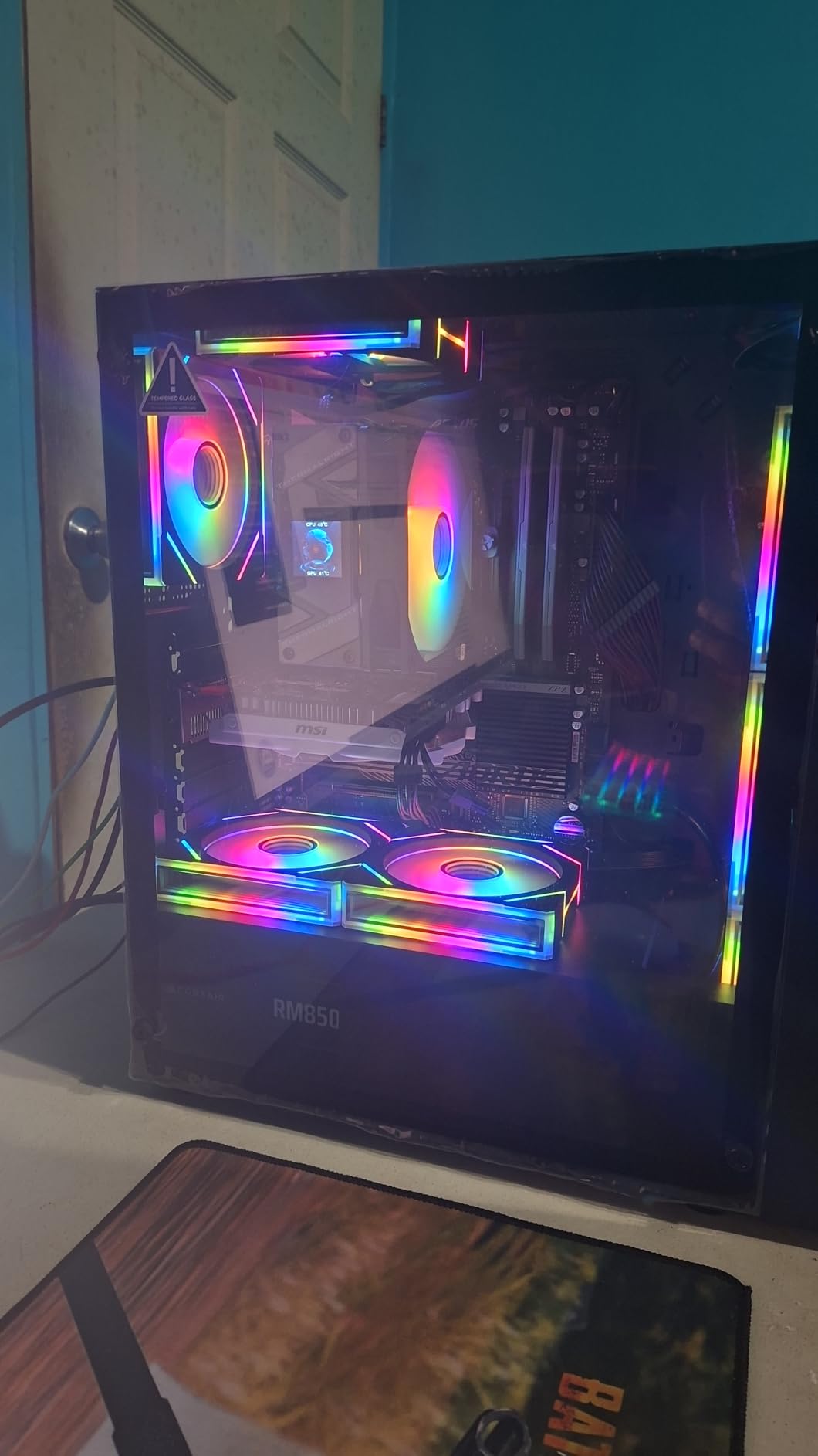 7 Pack ARGB Fans, 4 Forward Fan + 3 Reverse Fans, Intelligent Temperature Control (PWM), Fan Speeds Up to 1550 RPM with 28 LED Lights, 120mm RGB Cooling, Black customer photo 2