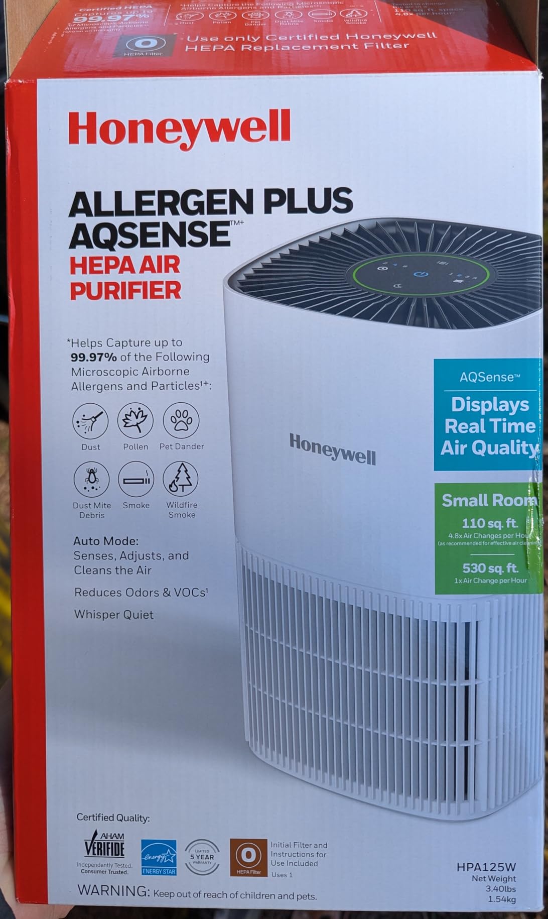 Honeywell Allergen Plus Compact HEPA Small Room Air Purifiers, Black | Honeywell air purifiers for home, Up to 530 ft², Quiet HEPA air purifiers for bedroom, 3-in-1 filter, HPA125B customer photo 2