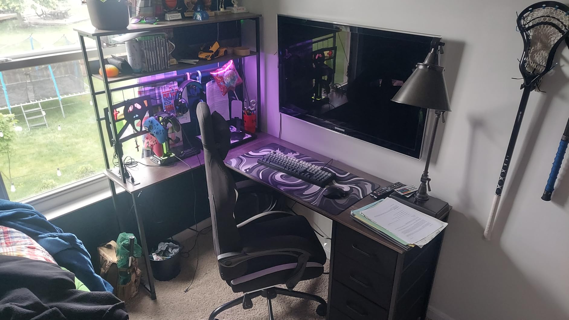 AODK L Shaped Gaming Desk with 4 Drawers, 59