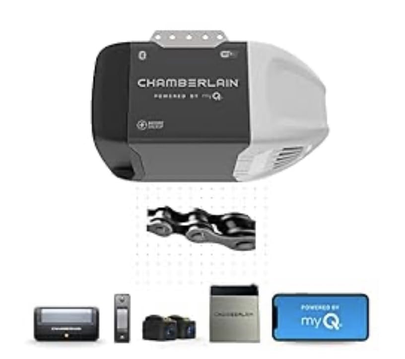 Chamberlain Chain Drive myQ Garage Door Opener, 1/2 HP w/Battery Backup | Heavy duty, myQ compatible, Quiet performance, Includes: 2 remotes, wall control & safety sensors, 5-year motor warranty customer photo 2