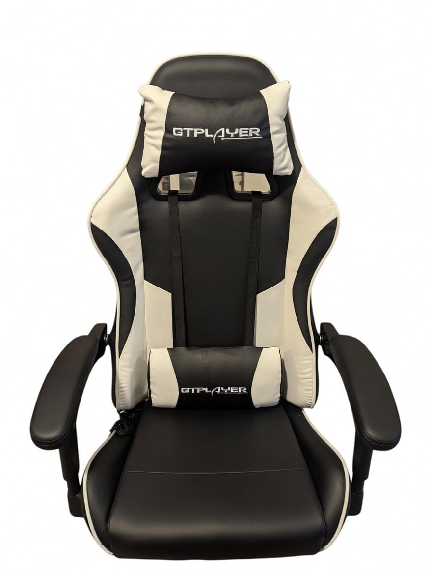 GTPLAYER Gaming Chair, Computer Chair with Footrest and Lumbar Support, Height Adjustable Game Chair with 360-Swivel Seat and Headrest (Pearl White) customer photo 1