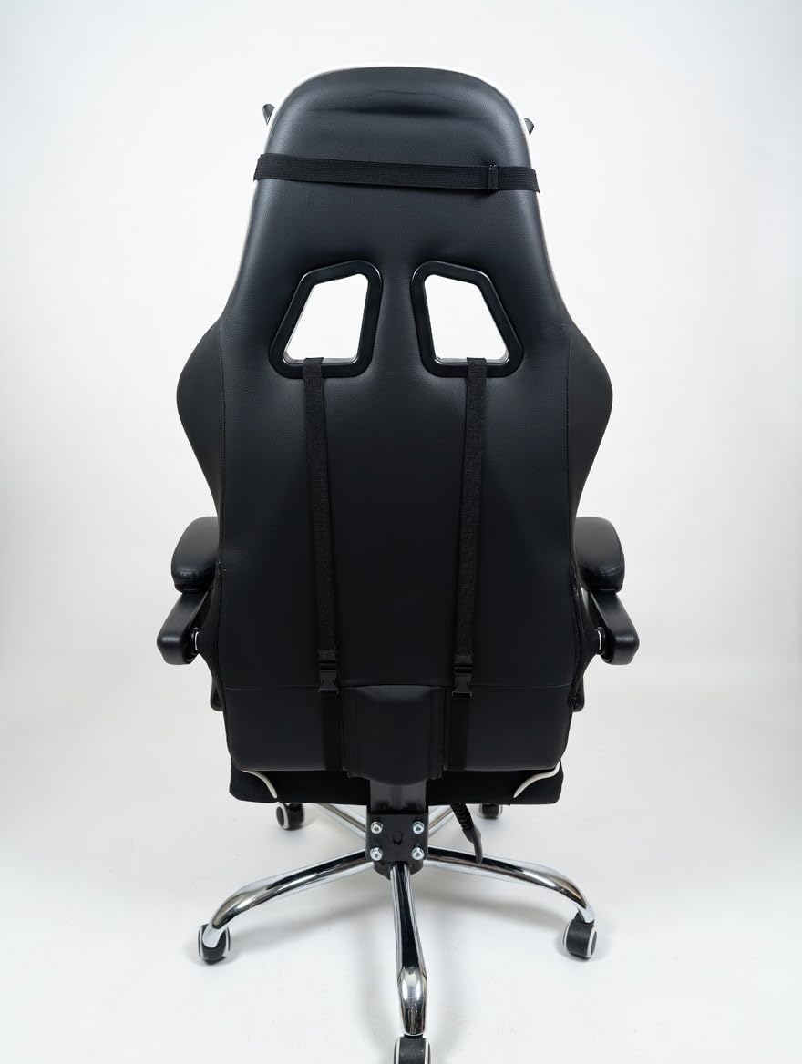 GTPLAYER Gaming Chair, Computer Chair with Footrest and Lumbar Support, Height Adjustable Game Chair with 360-Swivel Seat and Headrest (Pearl White) customer photo 2