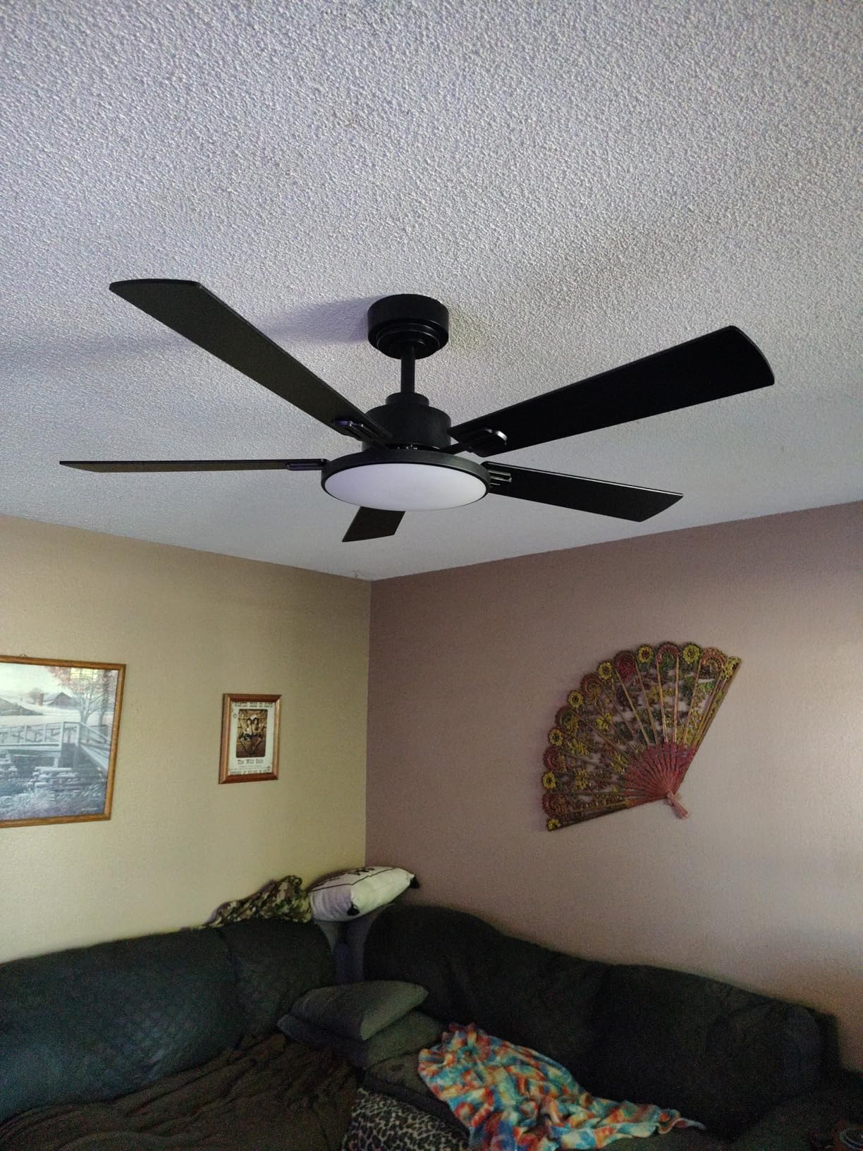 Amico 52 Inch Smart Ceiling Fans with Lights, Downrod Mount, Black | Compatible with Alexa/Remote/App, Sloped, 6 Speeds, Dimmable 3CCT, Quiet Reversible DC Motor, Timer, Bedroom, Living room customer photo 1