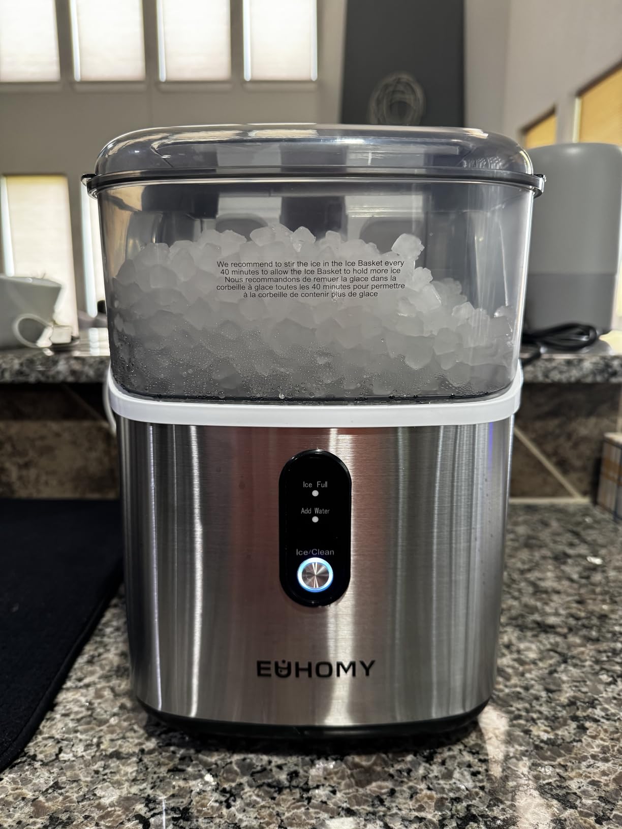 EUHOMY Nugget Ice Maker Countertop, Ready in 7 Mins, 35Lbs/24H Pebble Ice Maker Machine, Self-Cleaning Countertop Sonic Ice Makers with Ice Scoop&Basket, Pellet Ice Maker for Home, Stainless Steel customer photo 1
