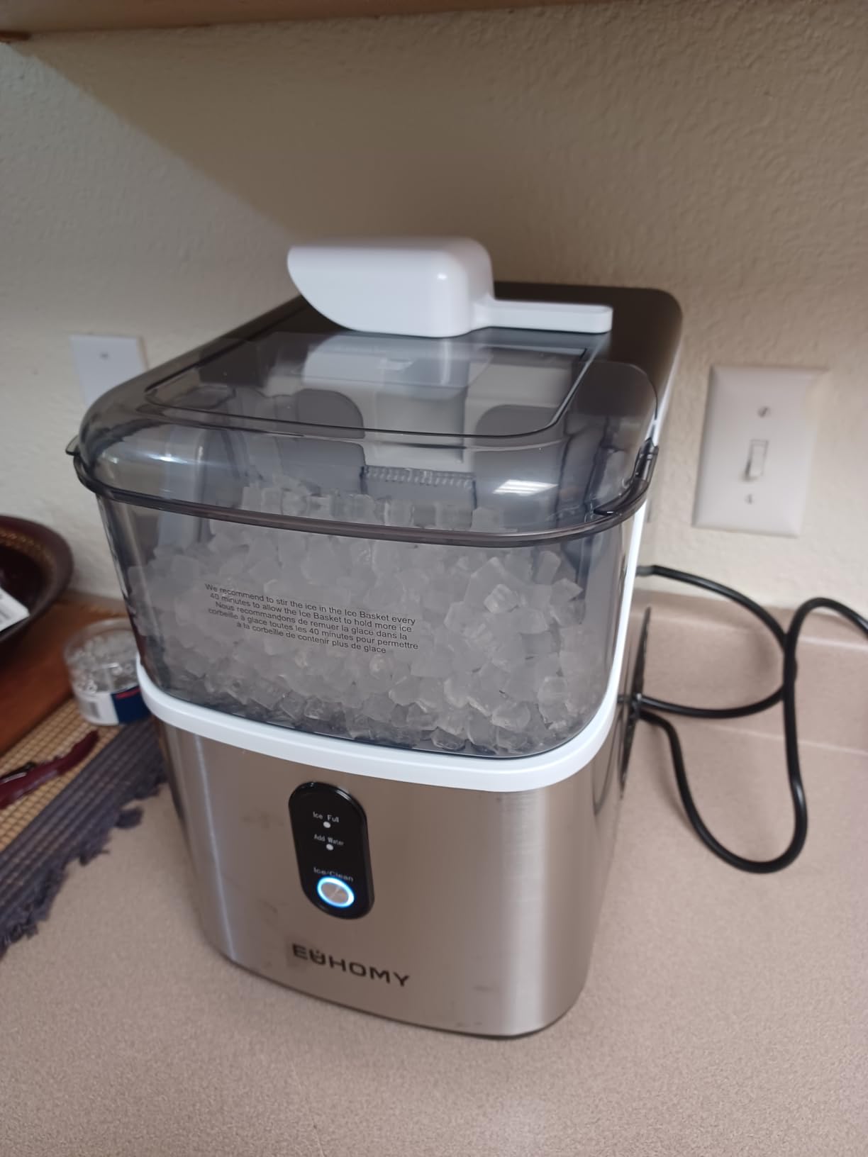 EUHOMY Nugget Ice Maker Countertop, Ready in 7 Mins, 35Lbs/24H Pebble Ice Maker Machine, Self-Cleaning Countertop Sonic Ice Makers with Ice Scoop&Basket, Pellet Ice Maker for Home, Stainless Steel customer photo 2