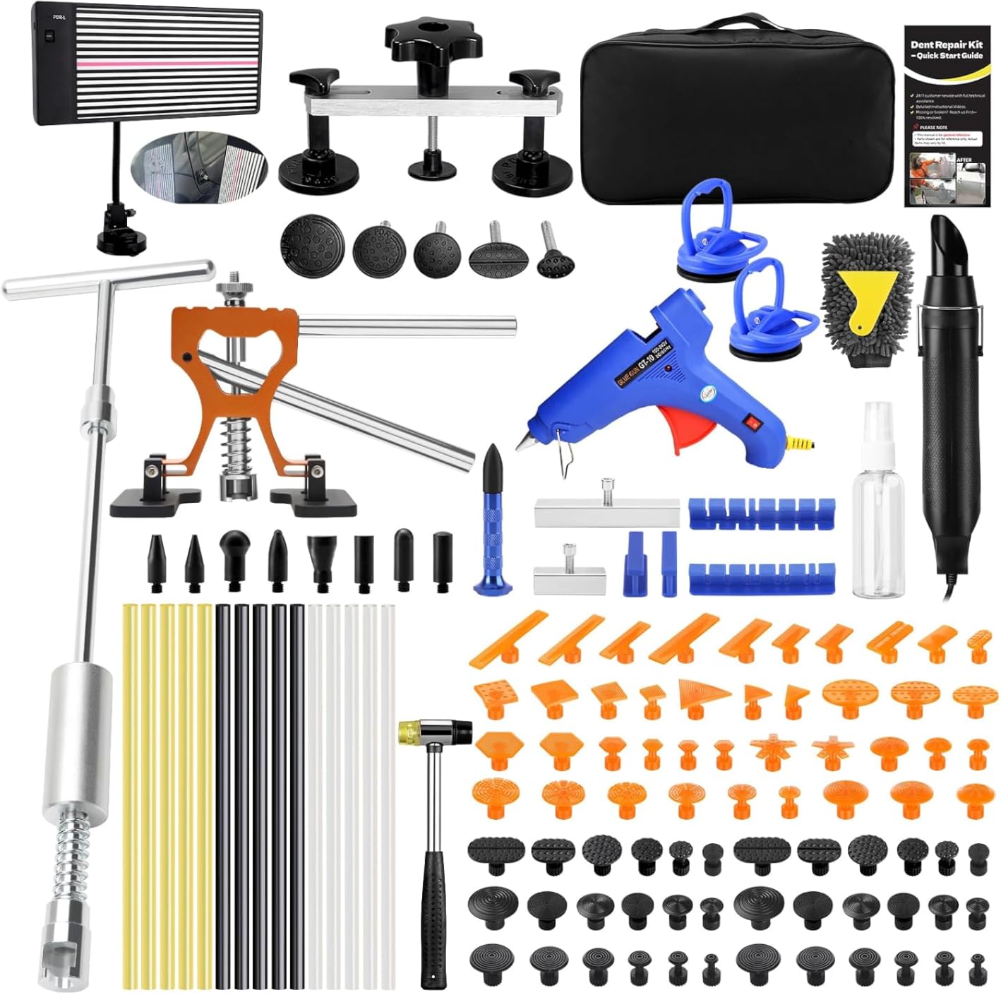 Paintless Dent Repair Kit with LED Line Board, Heat Gun for Glue Removal & Dent Heating, Dent Puller Kit with T-Bar, Dent Lifter, PC Glue Tabs, Auto Body Dent Removal Kit for Cars Trucks customer photo 1