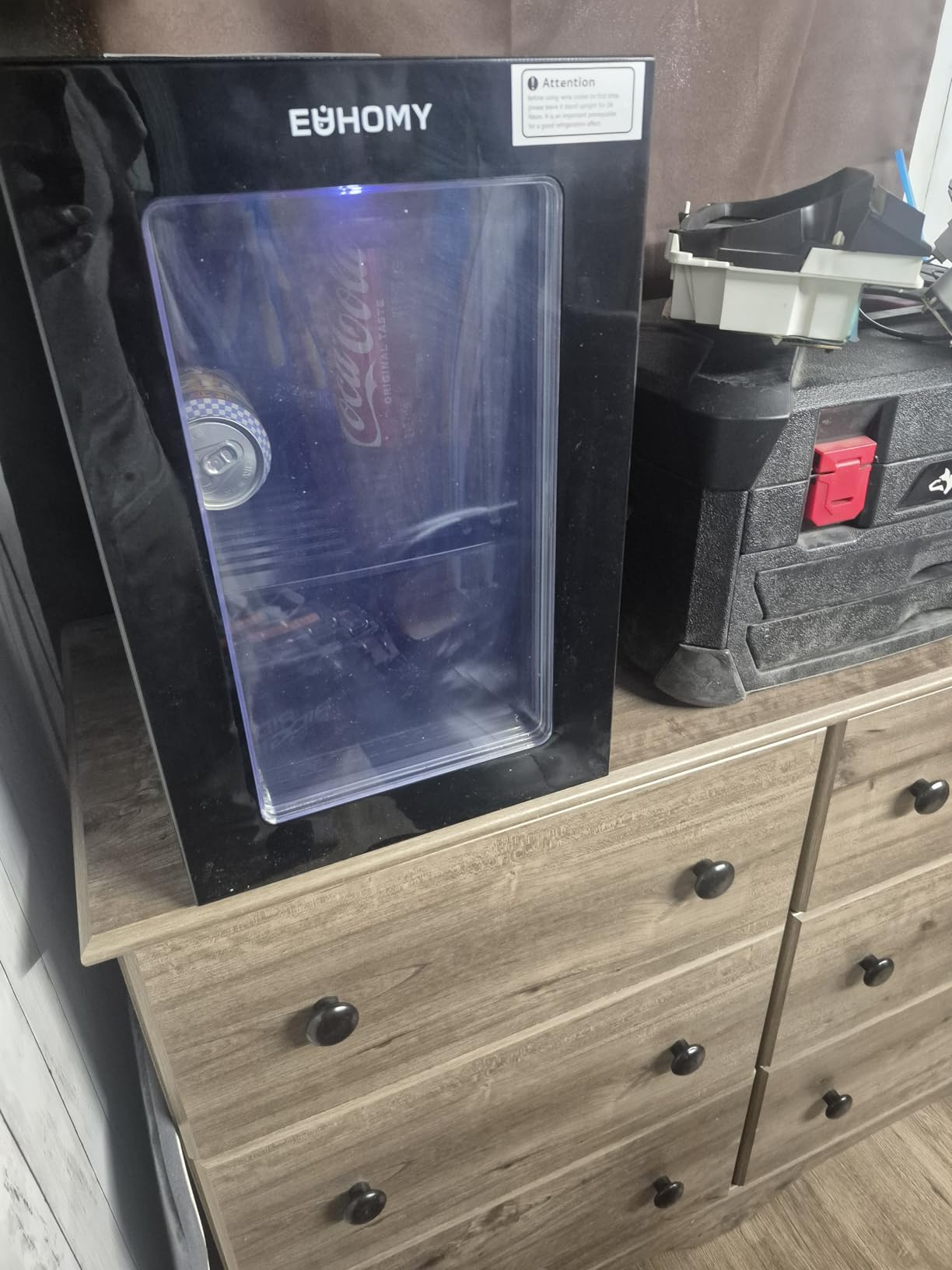 EUHOMY 130 Can Mini Fridge, Beverage Refrigerator with Glass Door, Black | 3.2 Cu.ft Capacity, 37°F to 61°F, Compressor Cooling, Digital Temperature Control, Removable Shelves, Home Bar Office Use customer photo 2