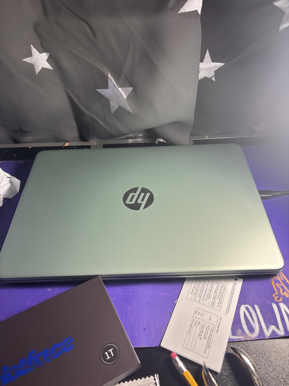 HP 14-inch Ultra Light Laptop W/1 Year Office 365&AI-Copilot, Intel Processor N150, 16GB RAM, 416GB Storage (128GB UFS + 288GB Docking Set), HD Camera, Long Battery Life, Wi-Fi 6, Win 11s, Green customer photo 2