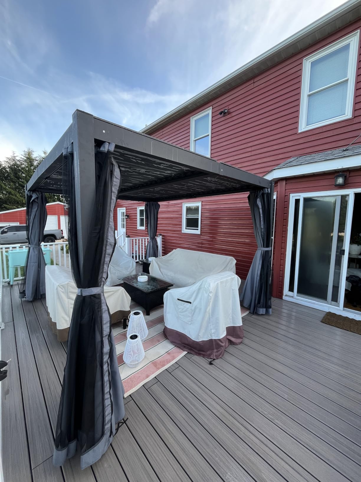 Aoxun Louvered Pergola 10x12 All-Aluminum Outdoor Gazebo with Independent Adjustable Roofs, Waterproof Curtains and Netting, Integrated Drainage System for Patios & Backyard customer photo 1
