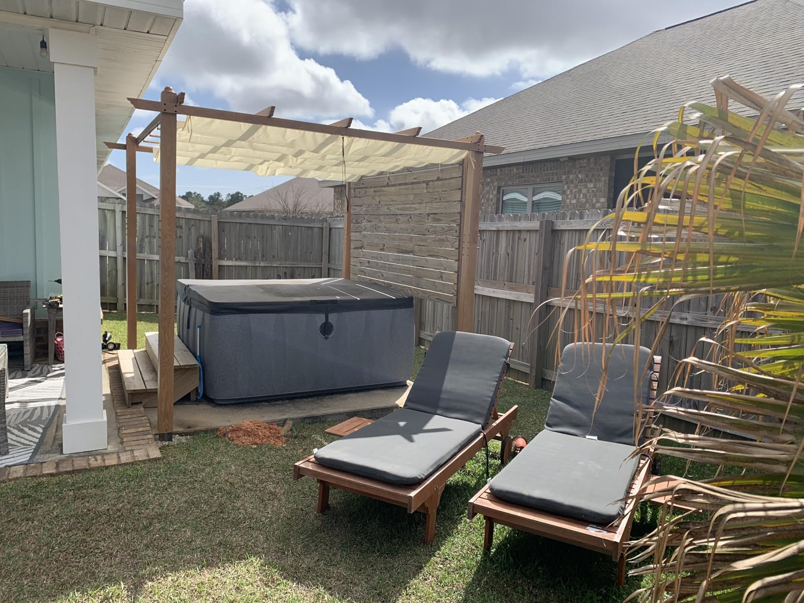 KYBOLT 10x10 Ft Outdoor Pergola Aluminum Pergola with Retractable Canopy Wood-Grain Sun Shade Shelter for Garden Patio Backyard Deck(Gray) customer photo 1