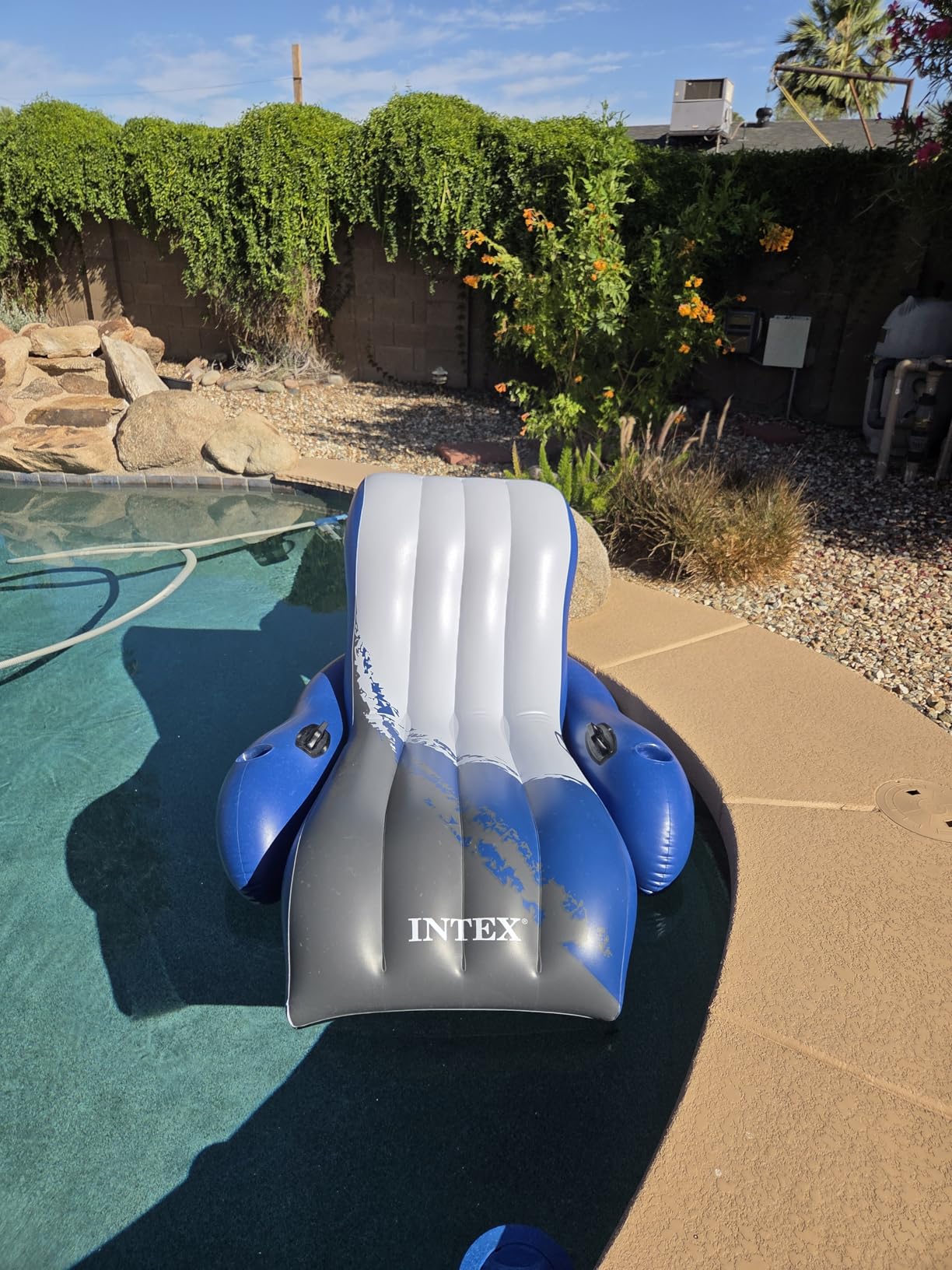 INTEX Inflatable Floating Swimming Pool Recliner Lounge Chair for Adults | 58868EP - Large Water Lounger with Countoured Backrest, Armrests, 2 Cupholders for Tanning & Relaxing customer photo 2
