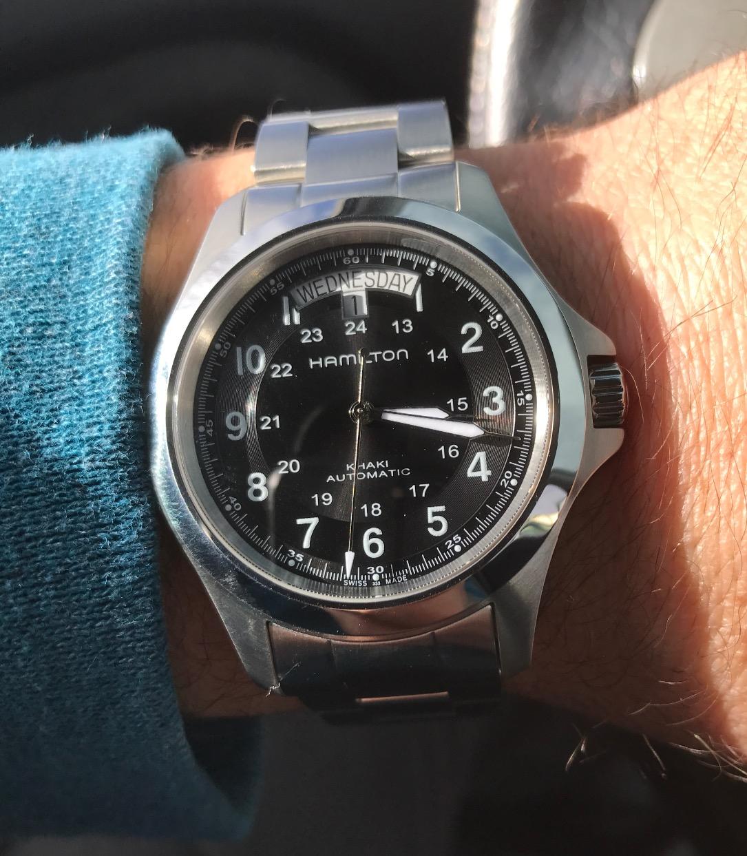 Hamilton Khaki Field King Automatic Men's Watch, 40mm Stainless Steel Case, Swiss Made, Black Dial Analog Wrist Watch for Men, 50m Waterproof, Sapphire Crystal, Stainless Steel Strap customer photo 1