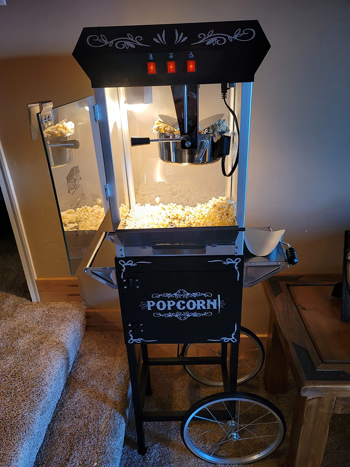 Great Northern Popcorn Foundation 8oz Popcorn Machine Cart on Wheels, Black customer photo 1