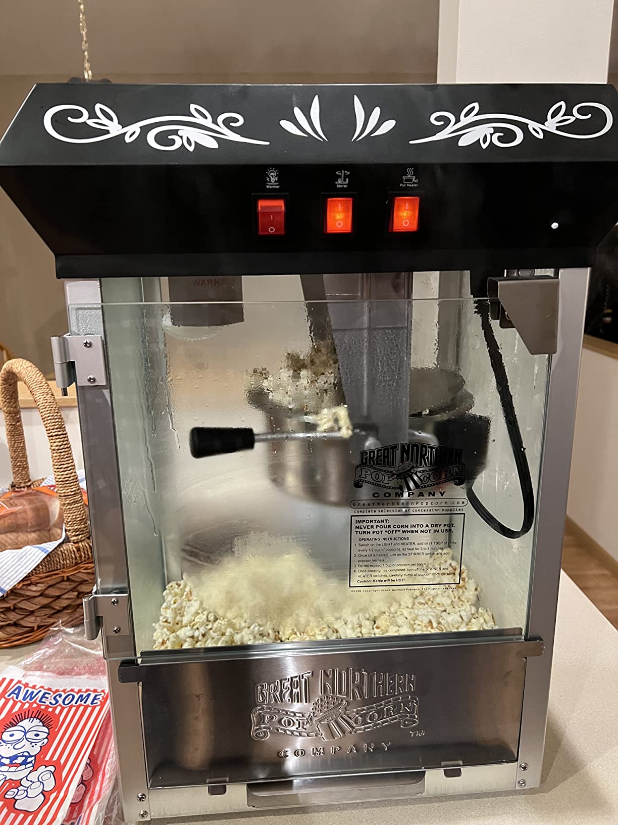 Great Northern Popcorn Foundation 8oz Popcorn Machine Cart on Wheels, Black customer photo 2