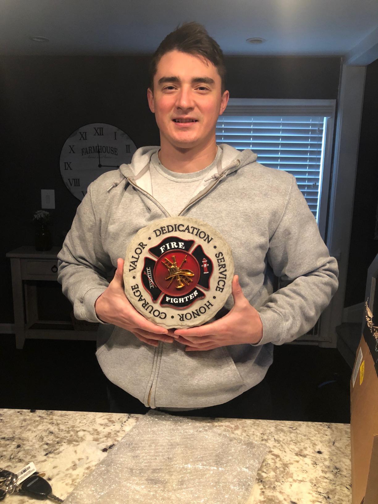 Spoontiques Firefighter Stepping Stone - Garden Décor - Decorative Stone for Patio Home Lawn and Yard customer photo 1
