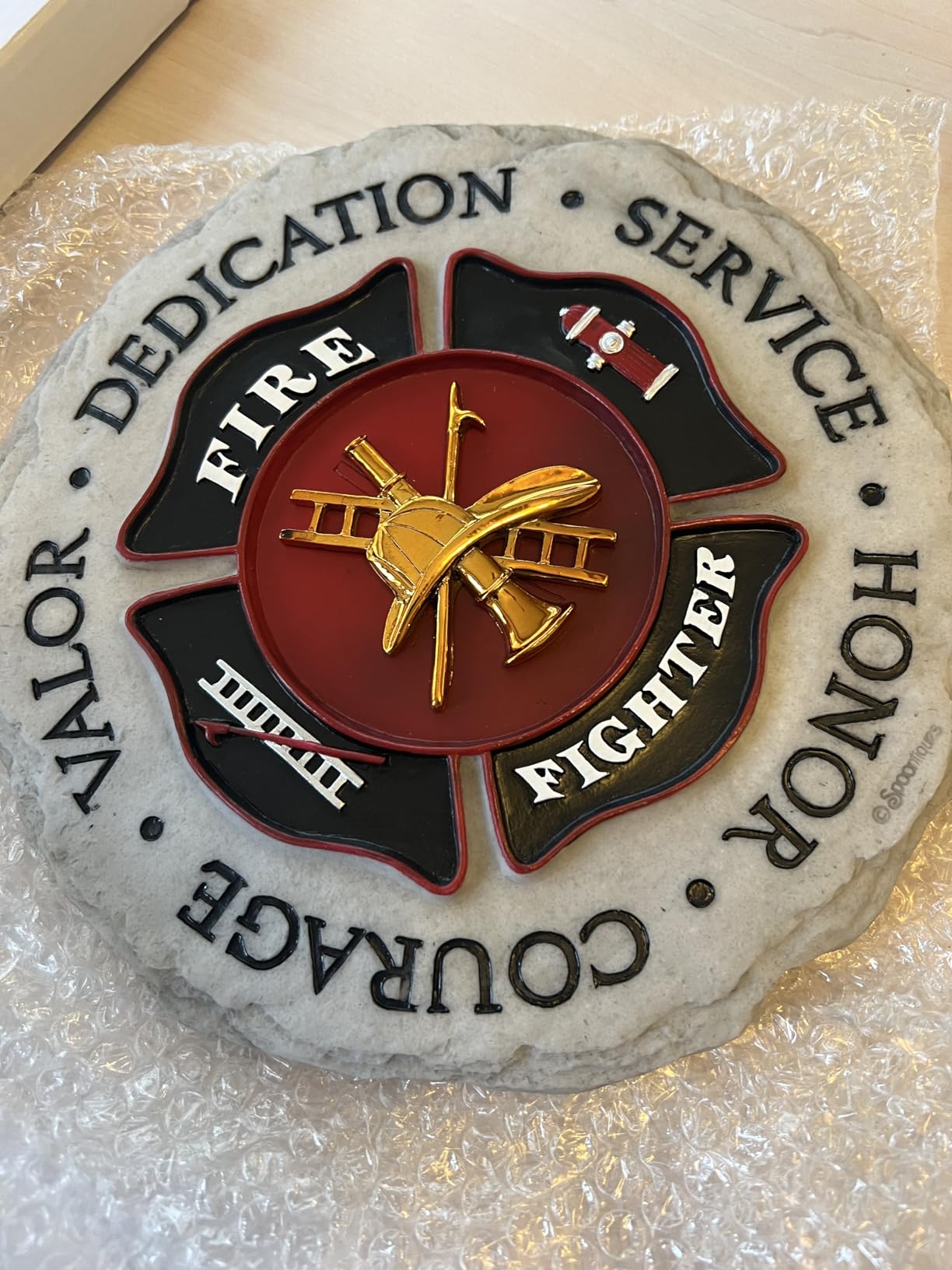 Spoontiques Firefighter Stepping Stone - Garden Décor - Decorative Stone for Patio Home Lawn and Yard customer photo 2