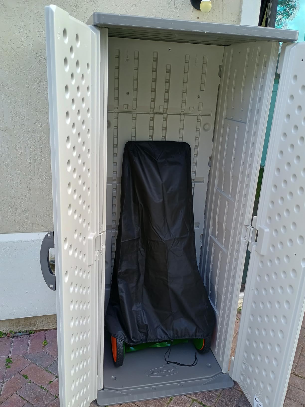 Suncast Vertical Outdoor Storage Shed with All-Weather Construction, Vanilla customer photo 2