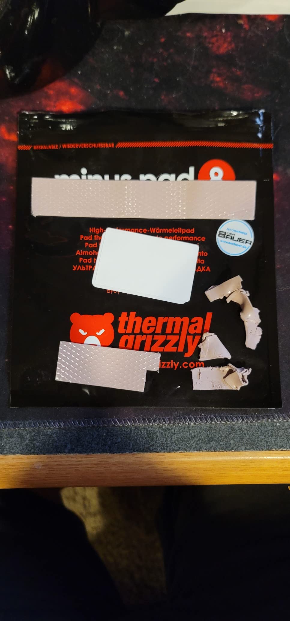 Thermal Grizzly Minus Pad 8 120x20x1.0mm 2Pack - Thermal Interface Pad | Electrically Non-Conductive, High Thermal Conductivity & Compressibility for SSDs, GPUs & Electronics customer photo 2
