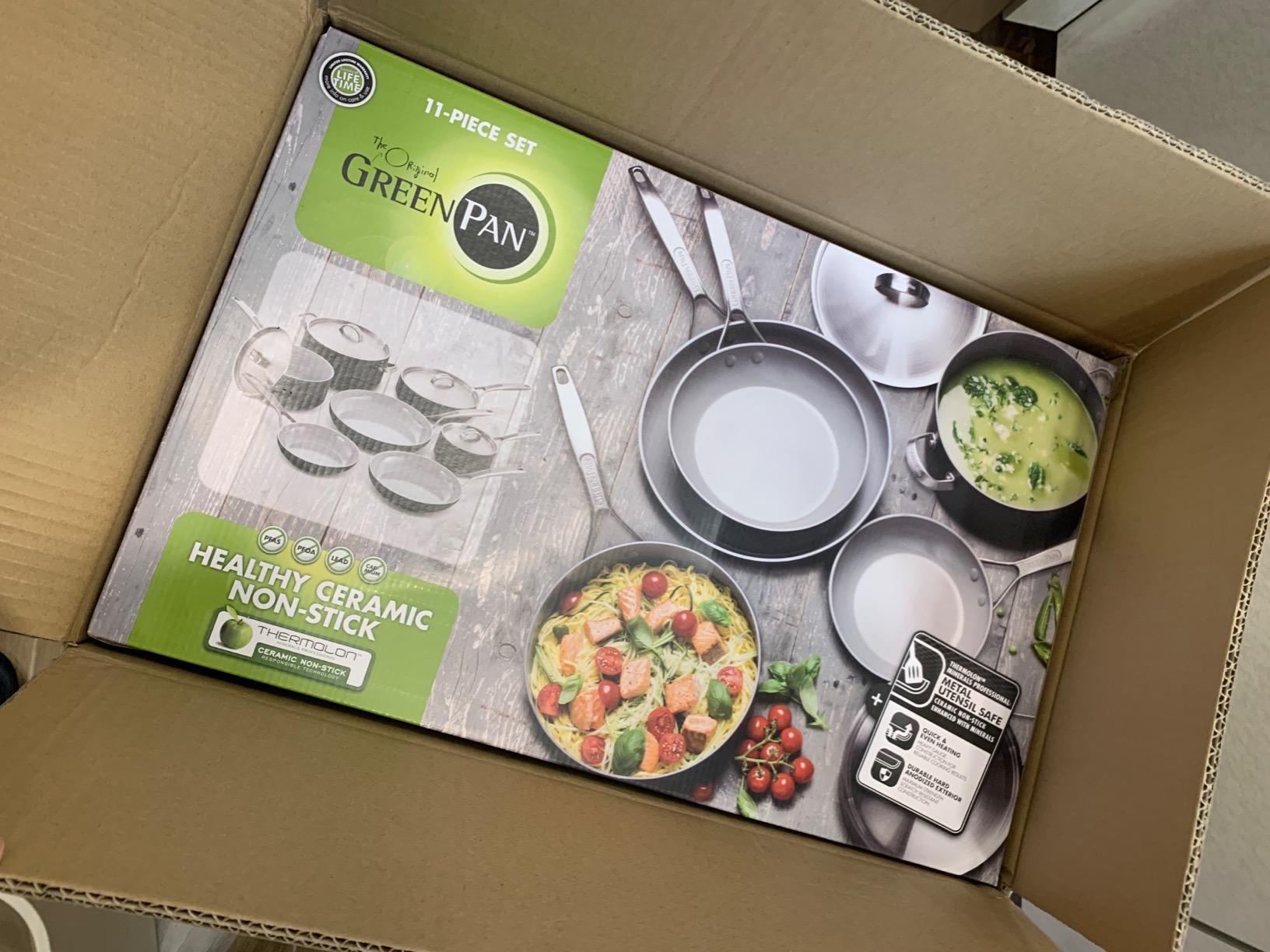 GreenPan Paris Pro Hard Anodized Healthy Ceramic Nonstick, 11 Piece Cookware Pots and Pans Set with Stainless Steel Lids, PFAS-Free, Dishwasher Safe, Grey customer photo 1