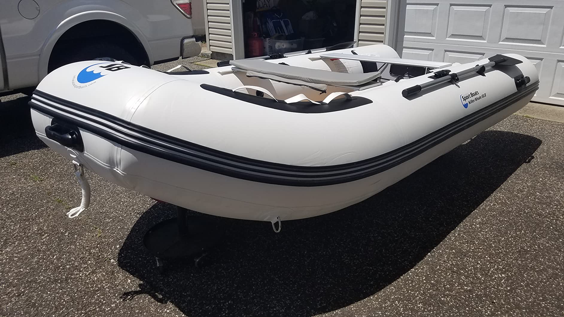 Killer Whale 10.8' Inflatable Dinghy | Aluminum Floor Dinghy with Durable Heat-Welded PVC | 5 Person Inflatable Dinghy | 15HP Motor Ready | Rigid aluminum hard floor | 5-person inflatable dinghy | 1,268 lb max load | 15HP | yacht tender customer photo 1
