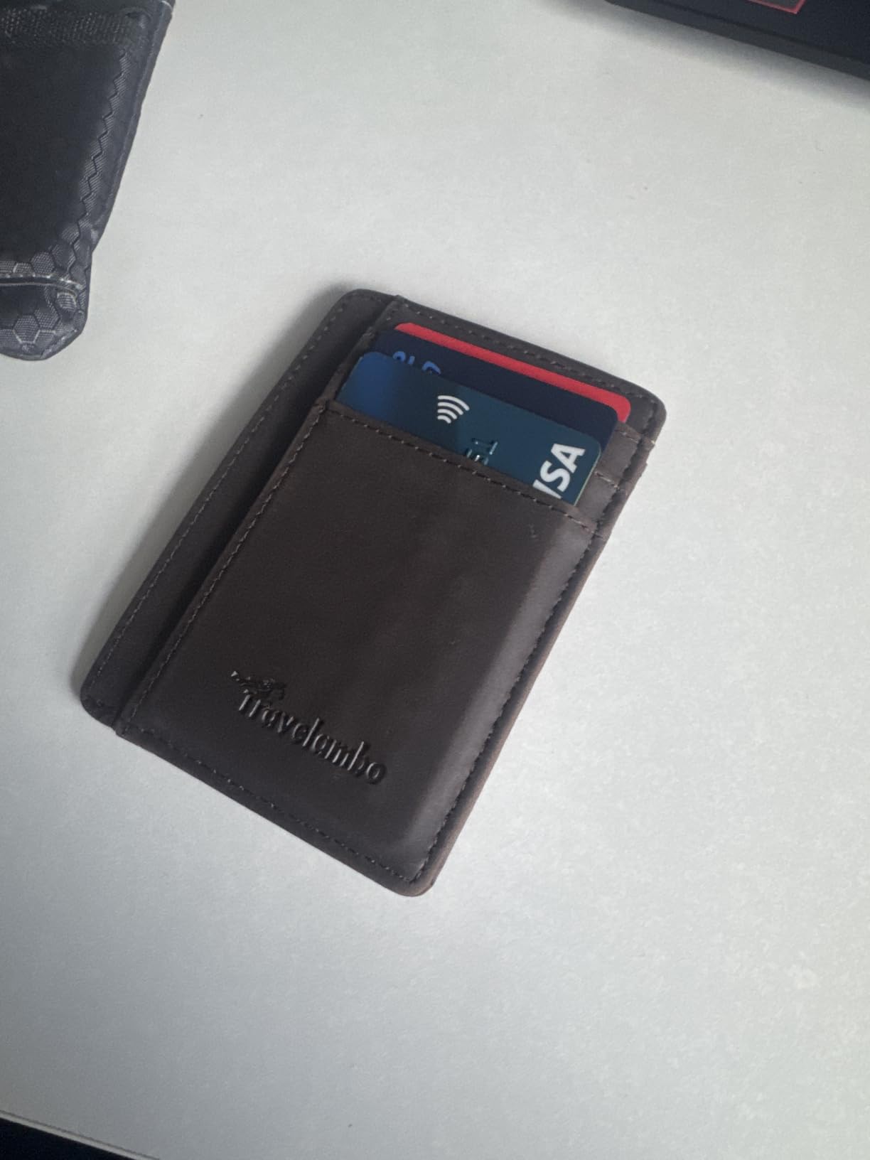 Travelambo Slim Wallet Front Pocket Minimalist Leather RFID Blocking Medium Size customer photo 1