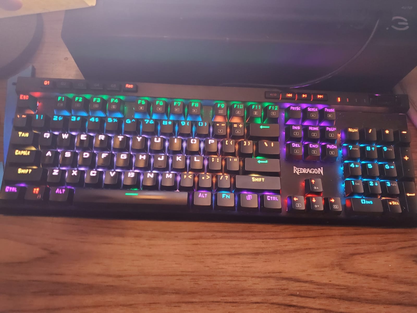 Redragon K580 Wired RGB Mechanical Gaming Keyboard, Macro Key & Media Wheel, 5 On-Board Keybinding Buttons for MMO MOBA Games, Dedicated Media Controls, Classic Tactile Blue Switch for Hype Typing Feel customer photo 1