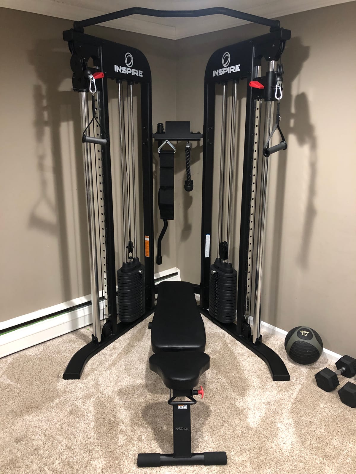 Inspire Fitness FTX Functional Trainer - Compact at Home Workout Machine with Accessories - Space Saving Design - Home Gym Cable Machine and Two 165 lb Weight Stacks customer photo 1