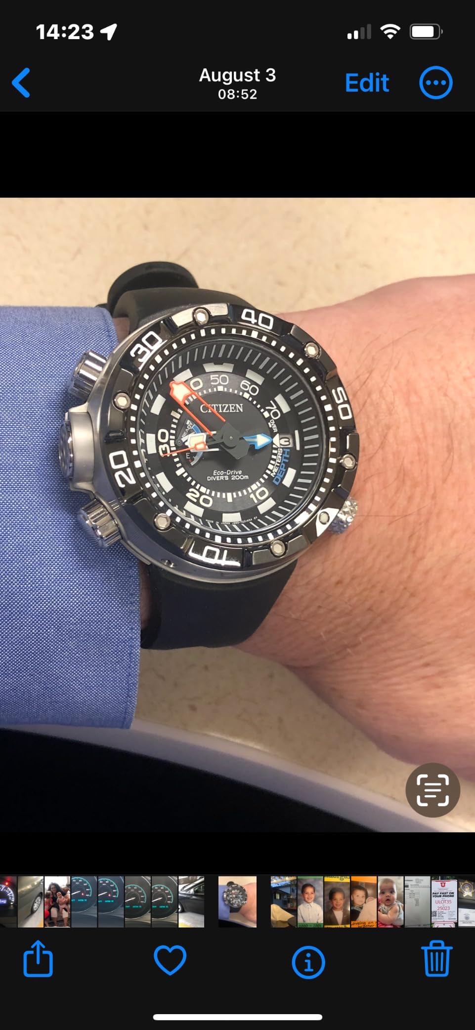 Citizen Men's Eco-Drive Promaster Sea Aqualand Depth Meter Watch in Stainless Steel with Black Polyurethane Strap customer photo 2