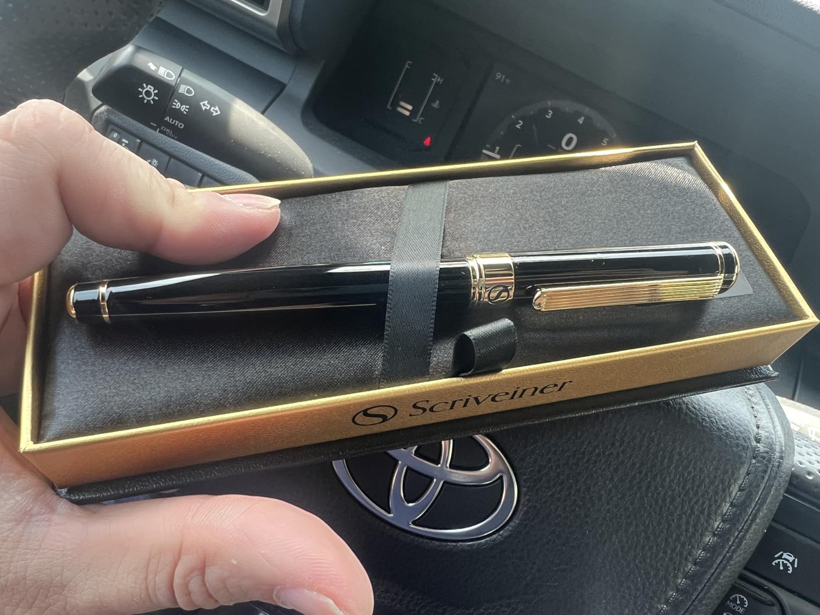 Scriveiner Black Lacquer Rollerball Pen - Stunning Luxury Pen, Real Gold Plating, Schmidt Ink Refill, Best Roller Ball Gift Set for Men & Women, Professional, Executive Office, Nice Pens customer photo 2
