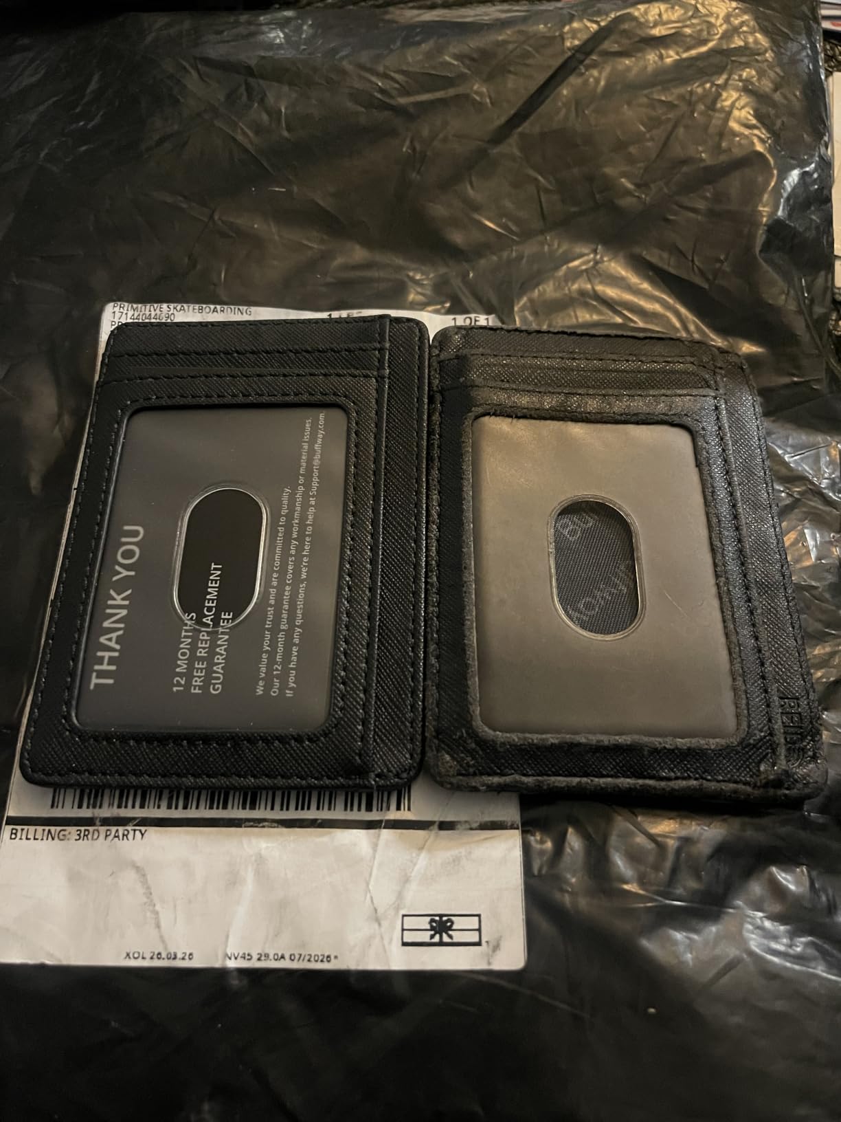 Slim Minimalist Front Pocket RFID Blocking Leather Wallets for Men and Women - Carbon Fiber Black customer photo 1