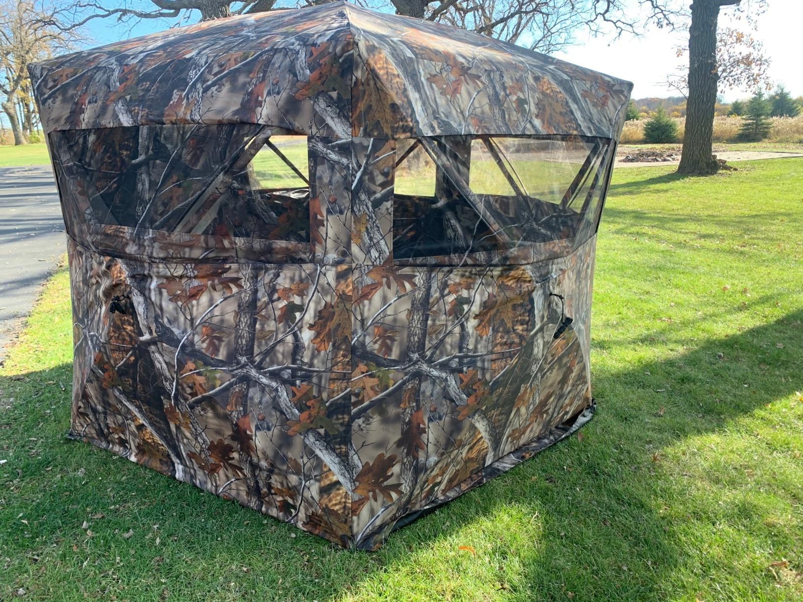 THUNDERBAY Gobbler Lodge 5-Side Hunting Blind, 4 Person Ground Blind for Deer Hunting, 300D Oxford Fabric Deer Blind, JX Hardwood Camo Pattern customer photo 1