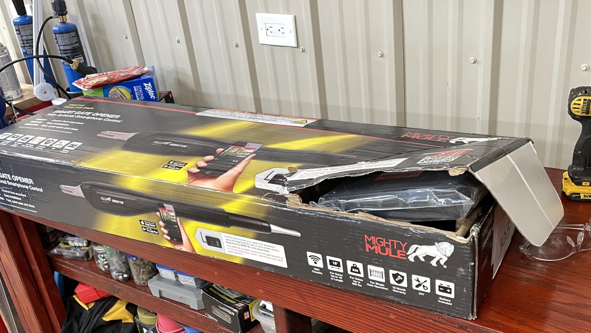 Mighty Mule Gate Opener, Solar and Smart Ready, Heavy Duty Automatic Gate Opener, Gates up to 18ft or 850lb, Single Gate Opener, MM571W customer photo 1