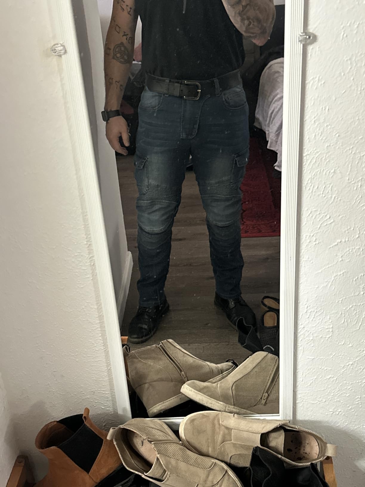 Motorcycle Pants & Jeans CE Level 2 Armor for Men & Women | EU EN1621-1 Detachable Pads, Durable Stretch Denim customer photo 1