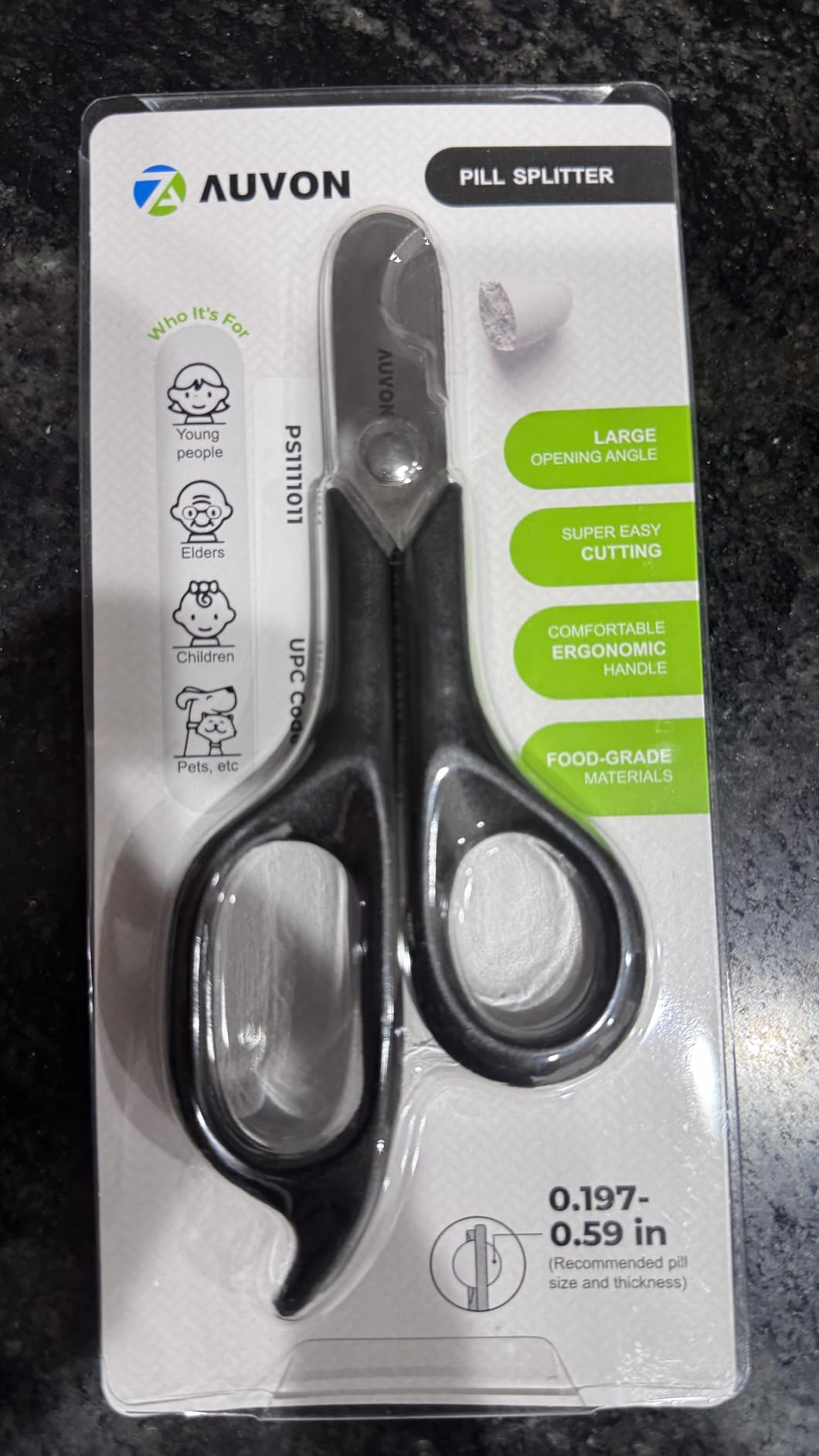 AUVON Scissors-Shaped Pill Cutter, Sharp Blade Pill Splitter for Easily Dividing Most 5-15mm Vitamins, Tablets and Medications in Half customer photo 1