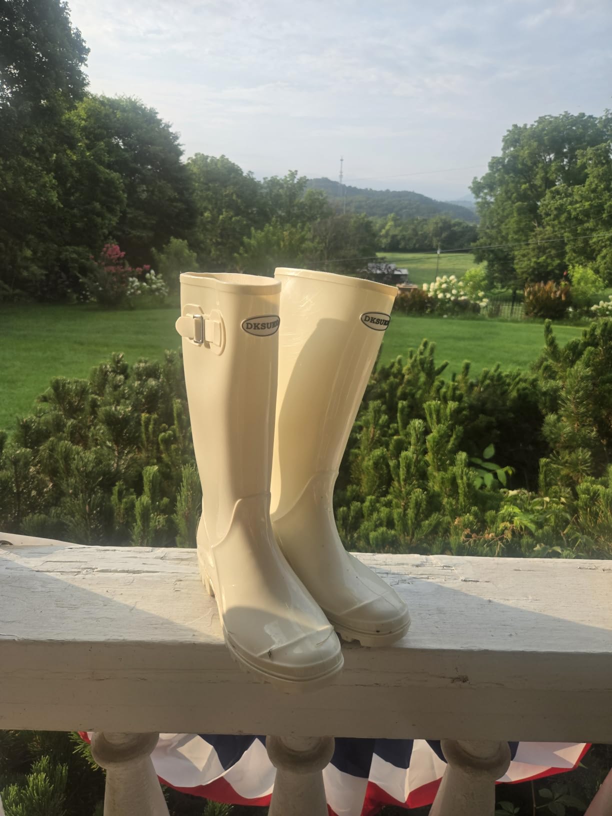 DKSUKO Women's Tall Waterproof Rubber Garden Rain Boots with Buckle customer photo 1