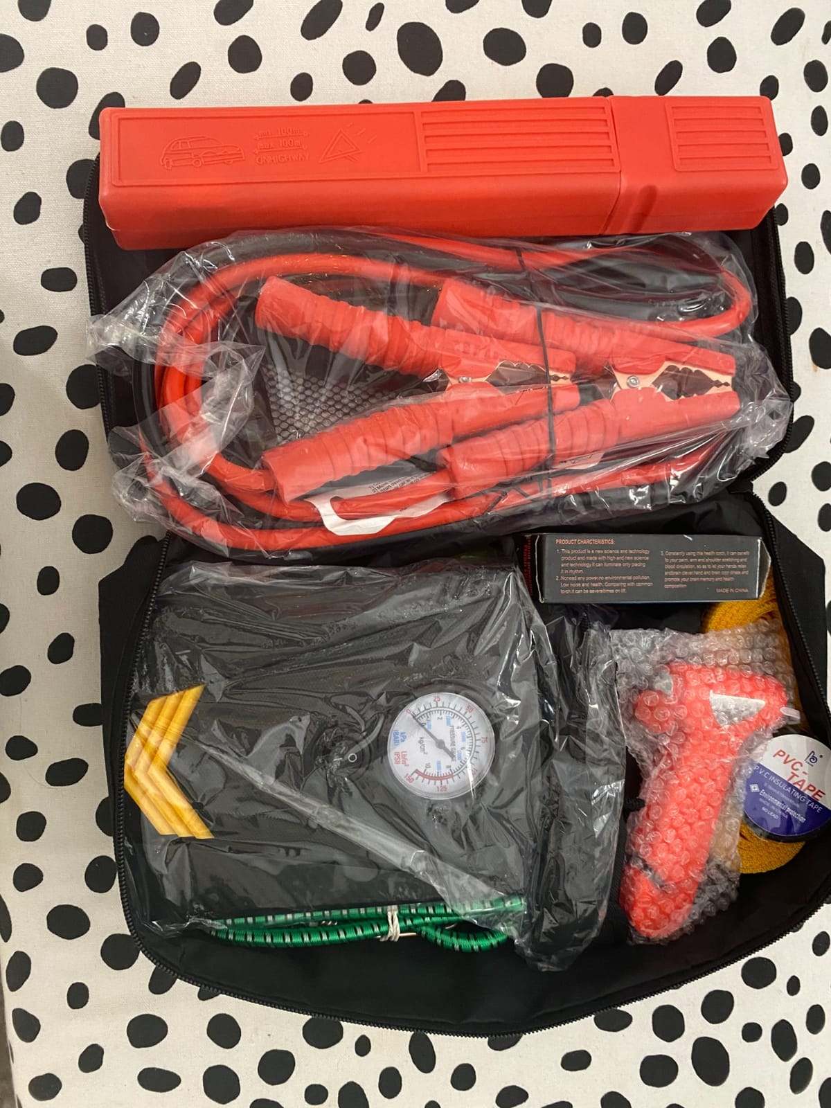 Car Roadside Emergency Kit with Jumper Cables, Auto Vehicle Safety Road Side Assistance Kits, Winter Car Kit for Women and Men, with Portable Air Compressor, Tow Rope, Multitool Plier customer photo 1