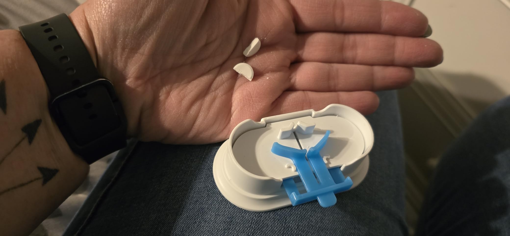 EQUADOSE Pill Cutter, Double Stainless Steel Blade & Centering Device, Blue | Professional Medical Pill Splitter for Large, Small, and Tiny Pills, Ideal for Cutting Tablets, Vitamins in Half or Quarter customer photo 2