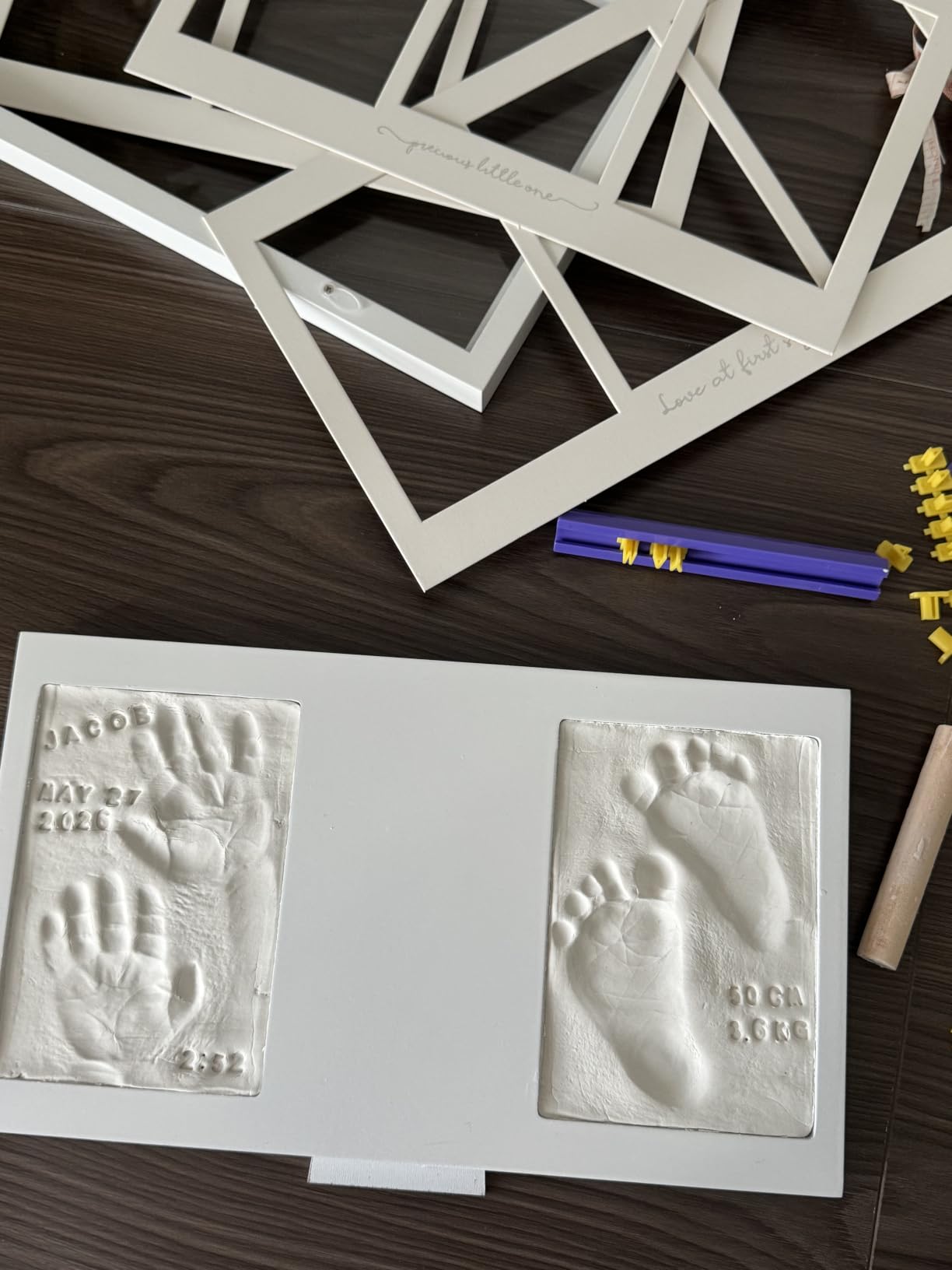 KeaBabies Baby Hand and Footprint Kit, Clay Keepsake Frame (Alpine White) | Quick Dry Handprint and Footprints, Newborn Nursery Picture Frame, Personalized New Mom Gifts for Baby First Christmas Shower customer photo 1