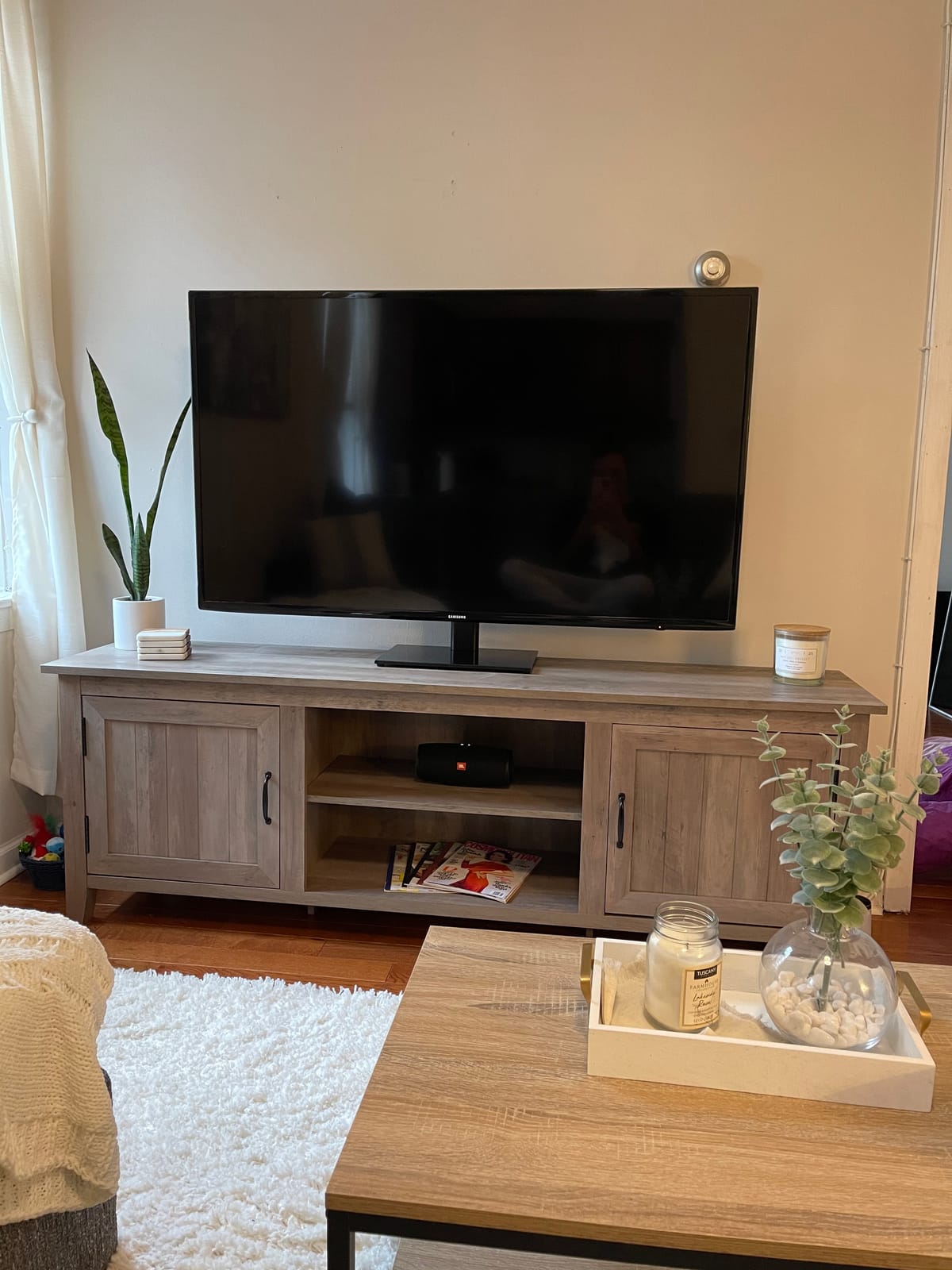 Universal TV Stand/Base Table Top TV Stand with Wall Mount for Most 27 30 32 39 40 42 43 49 50 55 60 Inch LCD LED Plasma Flat Screen TVs, Vesa Mount Holds up to 88 lbs, 9 Level Height Adjustable customer photo 2