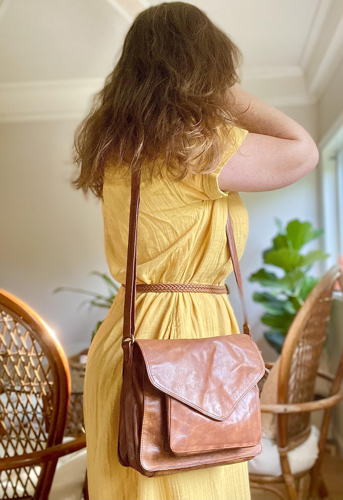 Leather Flapover Crossbody Handbag Purse for Women with Adjustable Strap & Overflap Snap Closure Tote/Bag customer photo 2