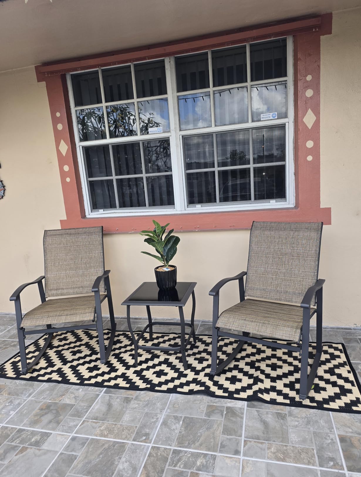 SAND MINE Waterproof Outdoor Rug 5x8 ft, Plastic Reversible Rug, Modern Area Rug, Large Floor Mat for Outdoors, RV, Patio, Backyard, Deck, Picnic, Beach, Camping, Black & Beige customer photo 2