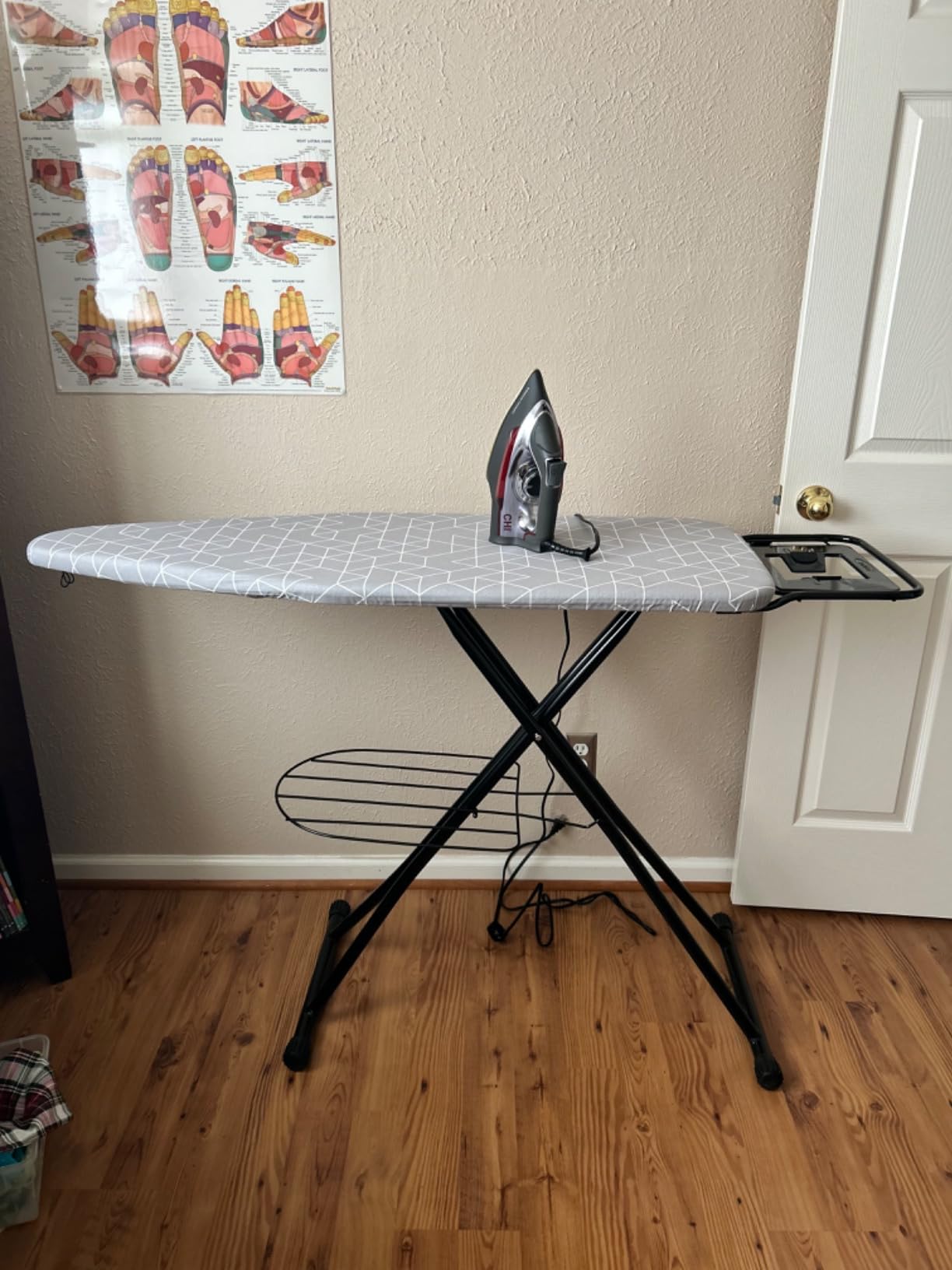 Ironing Board Extra-Wide 57 x 18 Foldable with Wall Hanger | Height adjustable 30 - 36, full-metal frame, scorch & heat-resistant cover, iron rest, anti-slip feet customer photo 2