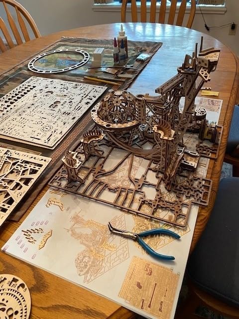 Wood Trick Wooden Marble Run Electric Motorized - 678 Parts - 3D Wooden Puzzles for Adults to Build - 15x14 in - Roller Coaster Wooden Model Kits for Adults to Build customer photo 2
