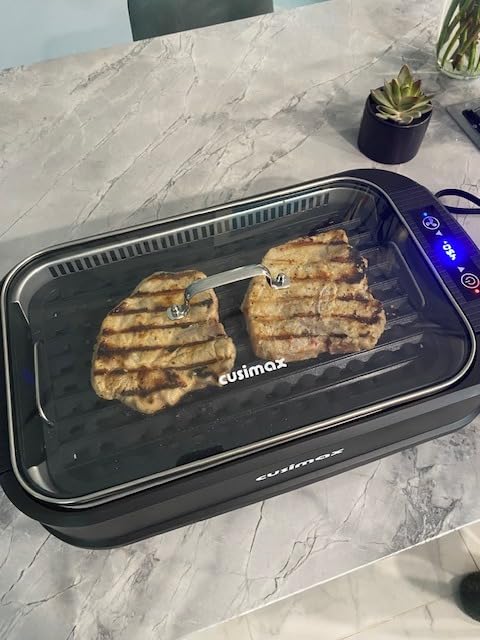 CUSIMAX Electric Grill Indoor, 1500W Smokeless Grill with Smart LED Display & Tempered Glass Lid customer photo 2
